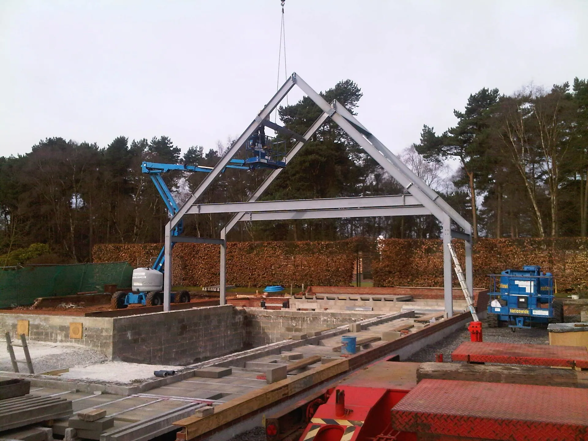 Completed steel-framed industrial building