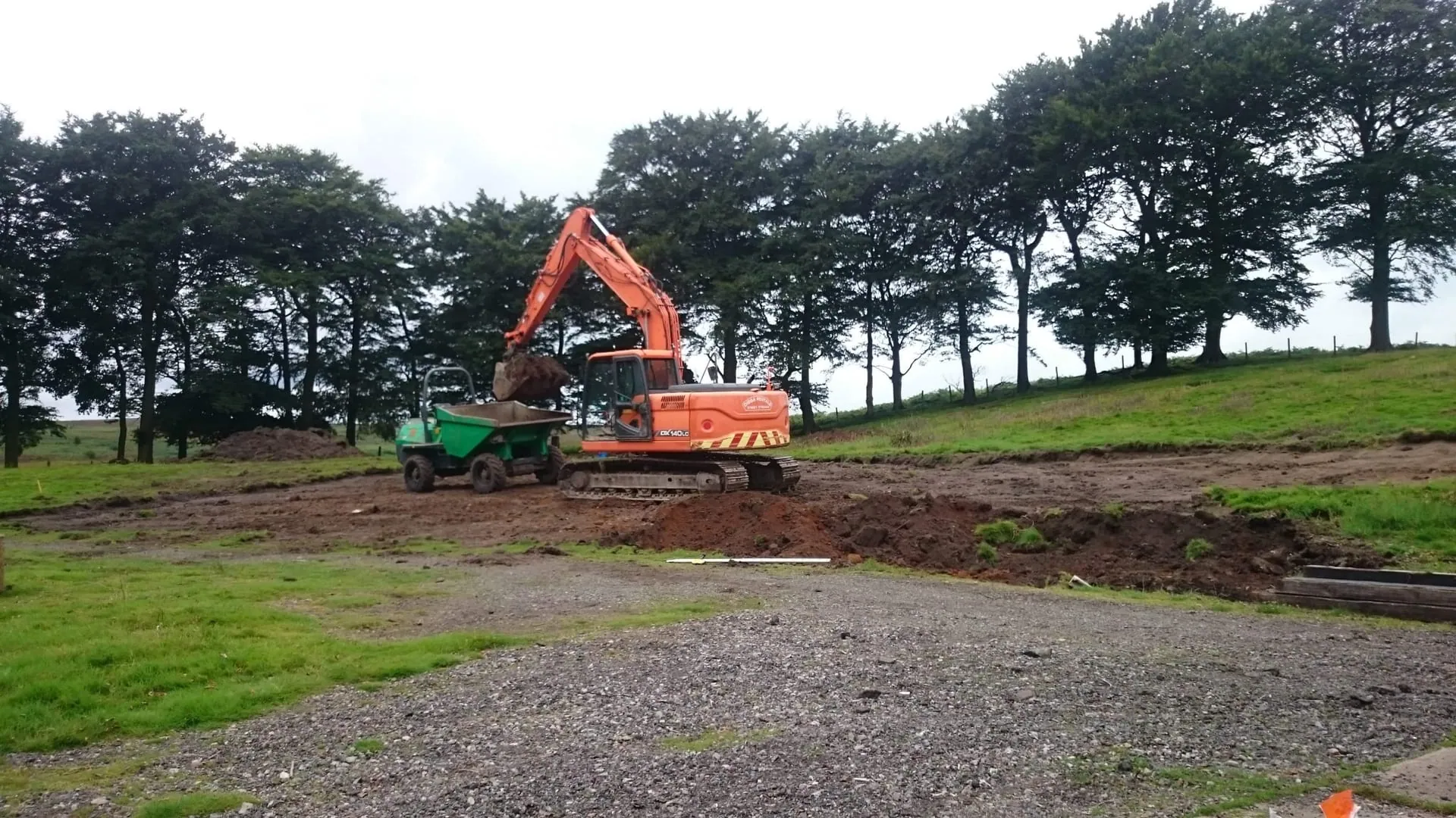 Groundworks for a storage building