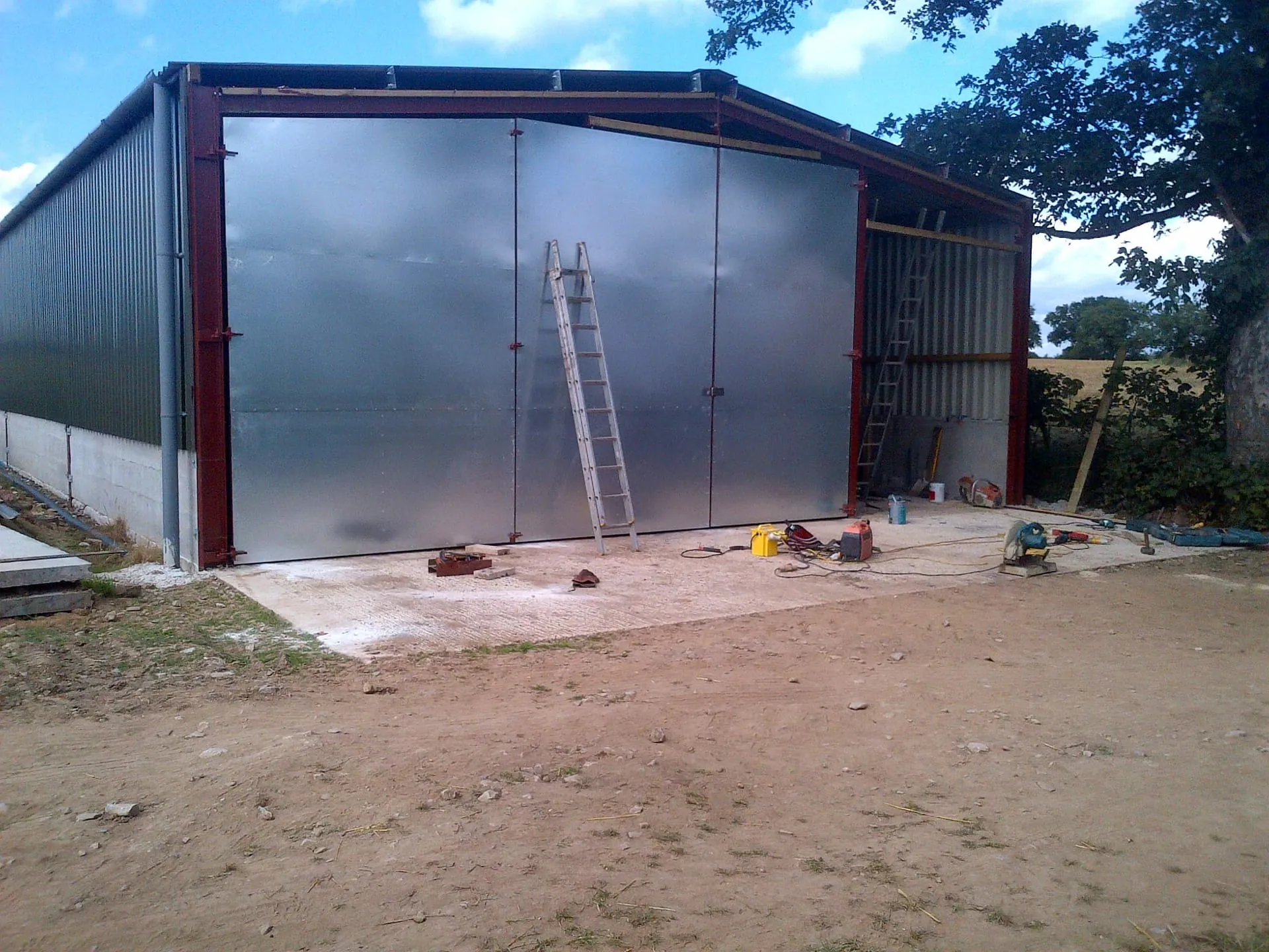 Completed folding industrial doors